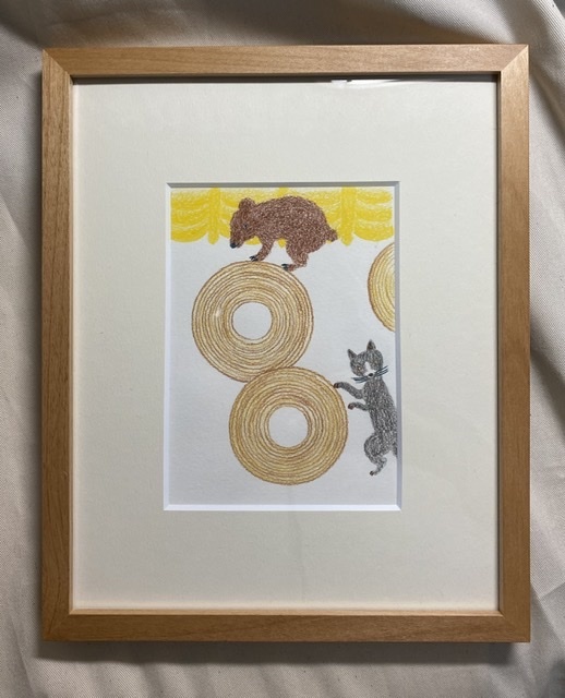 スドウピウ　Piu Sudo 色鉛筆 直筆作品　2010年　個展発表　クリスマス　サイン入り イラストレーション　和田誠　長新太