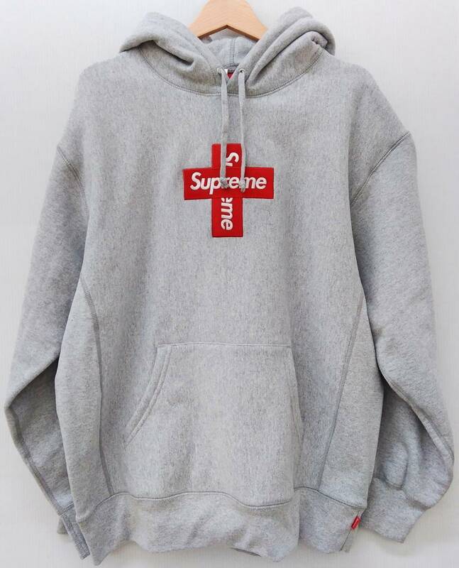 【新品 未使用 正規品】Supreme Cross Box Logo Hooded Sweatshirt クロス ボックス ロゴ フーディー パーカー サイズM グレー