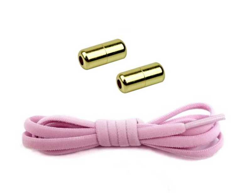 結ばない　ほどけない靴紐　留め具(ゴールド)タイプ　１足分（2個）ピンク