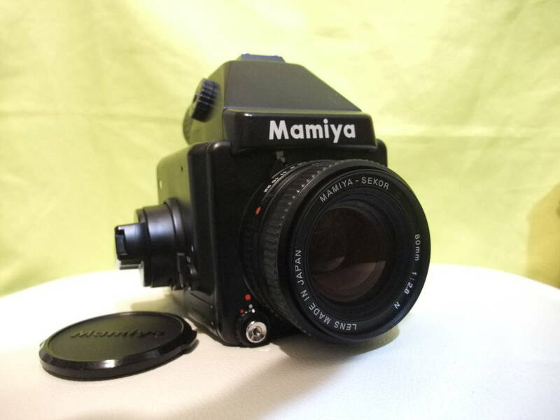 ●撮影テスト済 中古美品 マミヤ 645E 80mm F2.8N AEファインダー 付 MAMIYA 6×4.5 中判一眼レフカメラ●1B55