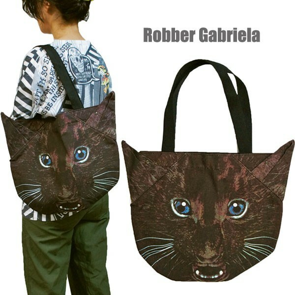 【黒猫】バッグ 猫 ねこ ネコ 猫柄 プリント 布バッグ 猫バック 猫グッズ 雑貨 動物柄 ネコ雑貨 猫雑貨 ねこ雑貨 カバン かばん