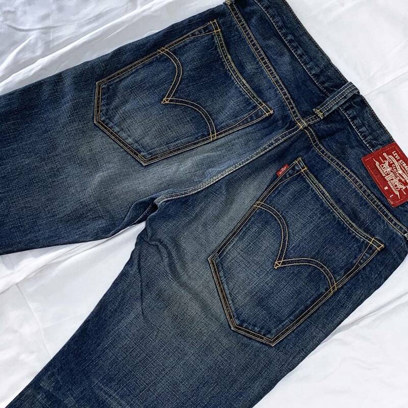 即決【Levi's リーバイス】リーバイス519 約88cm アメカジ インディゴ ストレート 鬼ひげ 蜂の巣