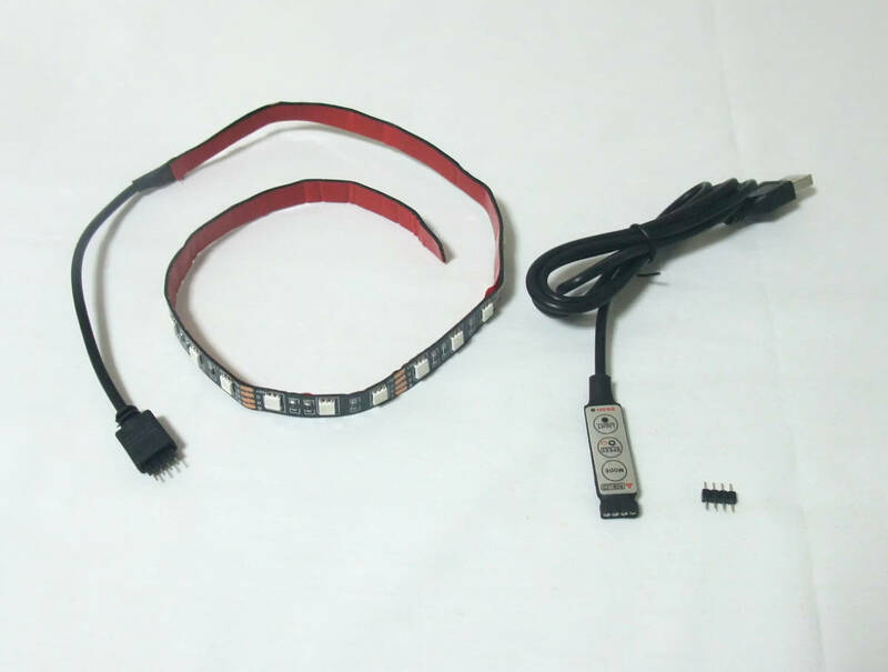 USB接続LEDテープライトRGB50cm（3ボタン、高輝度、新品） 