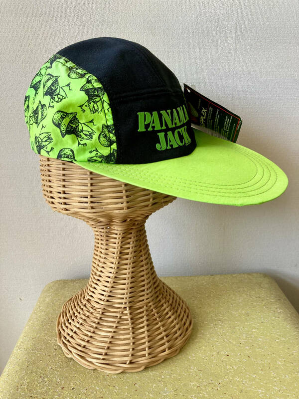 80s 90s ヴィンテージ USA製 PANAMA JACK パナマジャック 総柄 ビーチCAP キャップ 帽子 ジェットキャップ 海 ネオンカラー