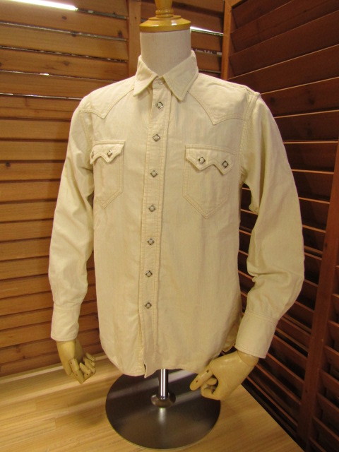 M3 △480【THE REAL McCOY'S リアル マッコイズ】801S コーデュロイ 長袖 ウエスタンシャツ オフホワイト SIZE 14 