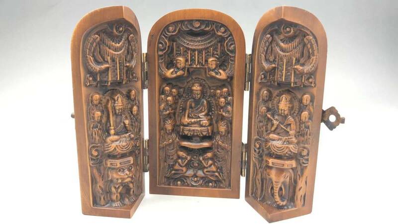 【吉】 仏教聖品 ポプラの木細工彫 仏壇 極美 極珍j924