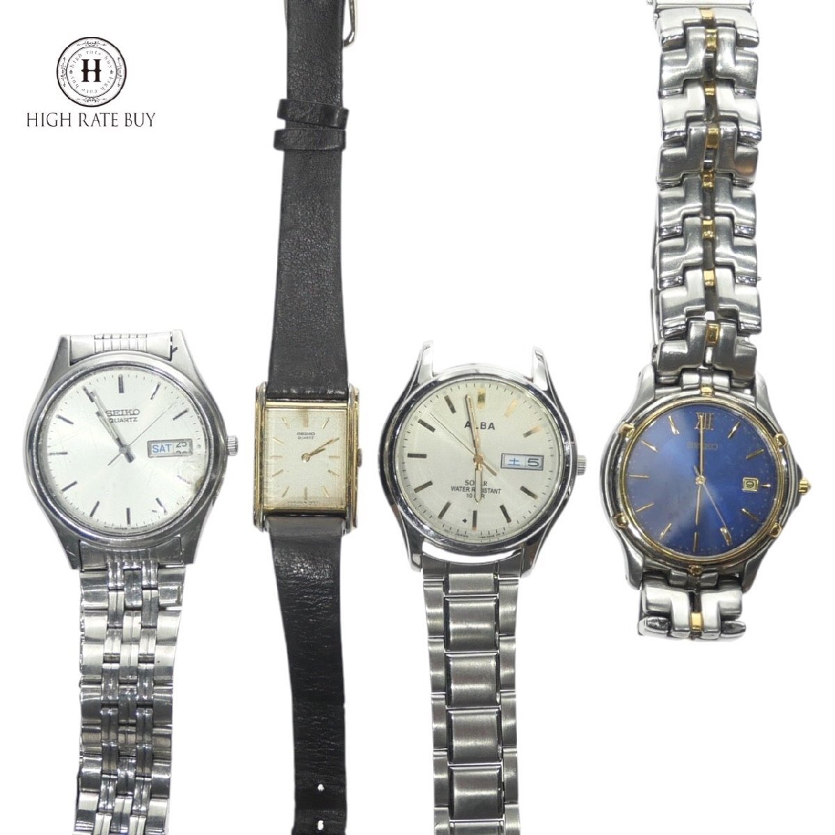 1円スタート 腕時計 まとめ4点セット SEIKO セイコー アルバー デイト デイデイト クォーツ ソーラー ラウンド スクエア 稼動品 含