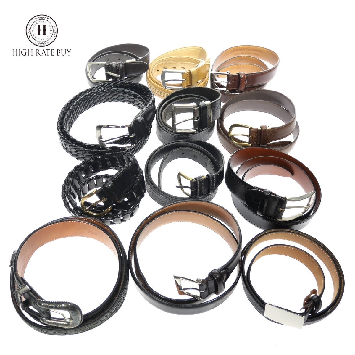 1円スタート ベルト 12点セット GENUINE CORDOVAN コードバン CHRISTIAN AUJARD クリスチャンオジャール 等 ビジネス フォーマル 服飾 小物