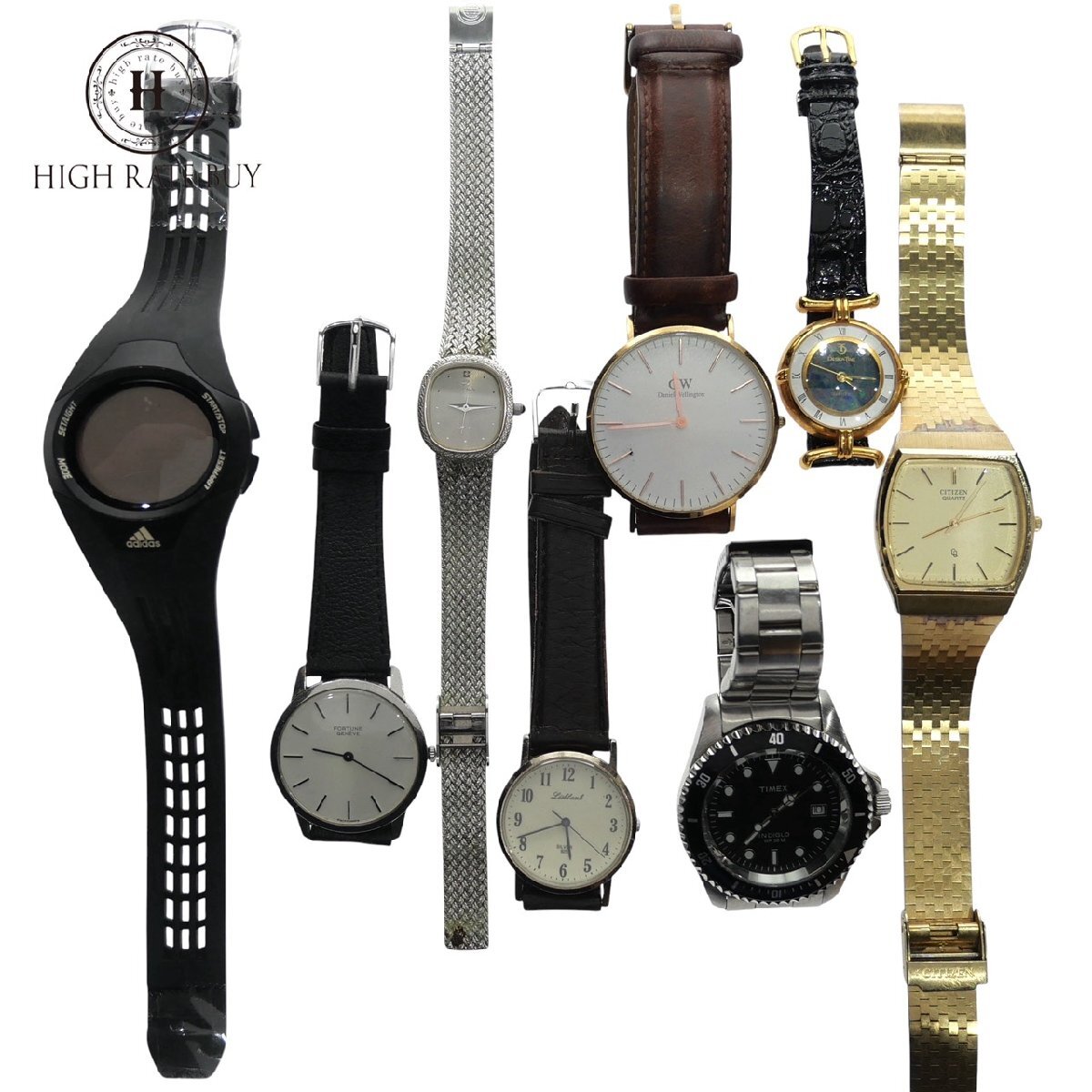 1円スタート 腕時計 まとめ8点セット CITIZEN シチズン オリエント タイメックス アディダス シーマ 等 メンズ レディース 稼働品 含