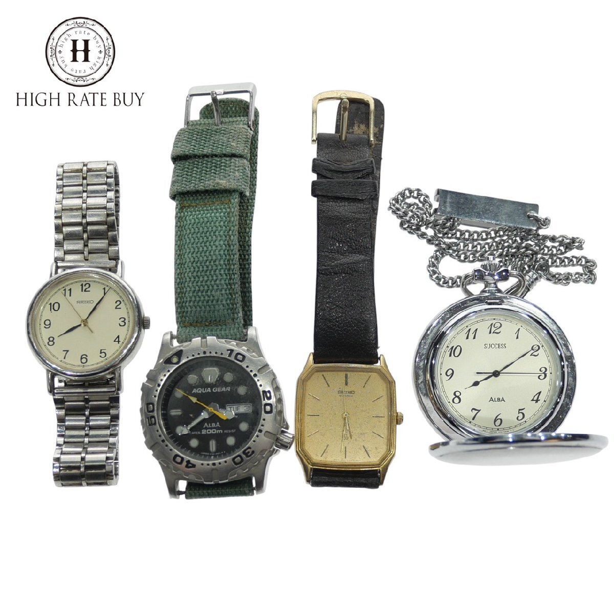 1円スタート 腕時計 まとめ4点セット SEIKO セイコー ALBA アルバ 6431-5150 V736-6A10 V721-0A20 6531-6010 クォーツ 稼働品 含
