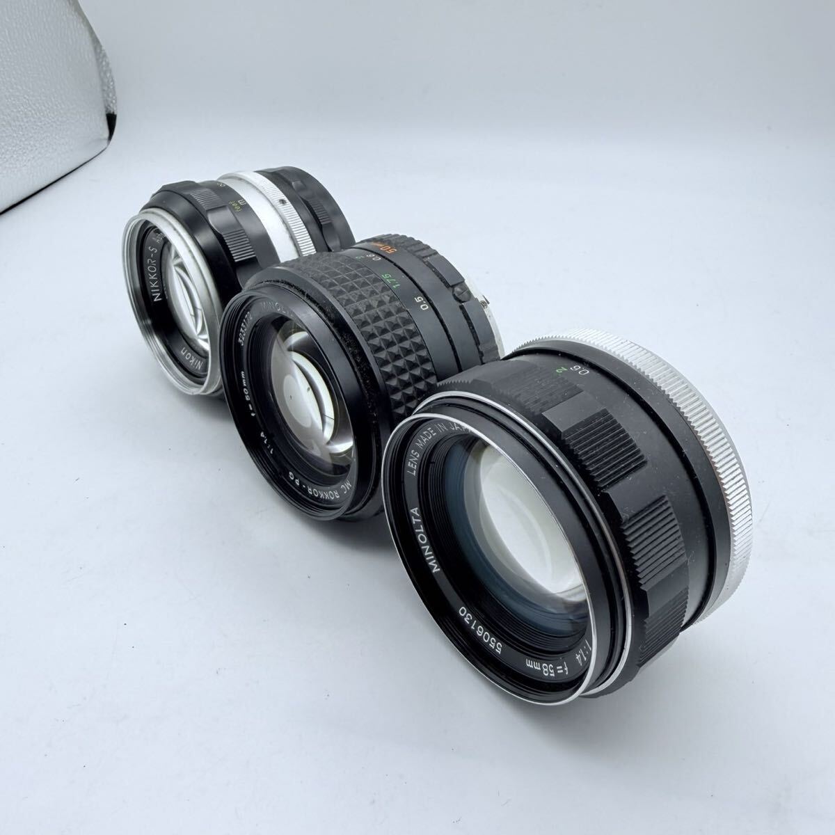 現状品 MINOLTA MC ROKKOR-PF 1:1.4 f=58mm MINOLTA MC ROKKOR-PG 1:1.4 f=50mm NIKKOR-S Auto 1:1.4 f=50mm 単焦点レンズ