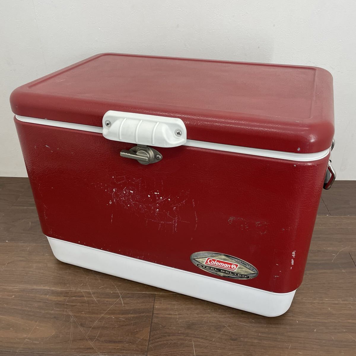 EJK54 Coleman コールマン スチールベルトクーラー 6150 6155 クーラーボックス キャンプ アウトドア レッド 54QT 14年 