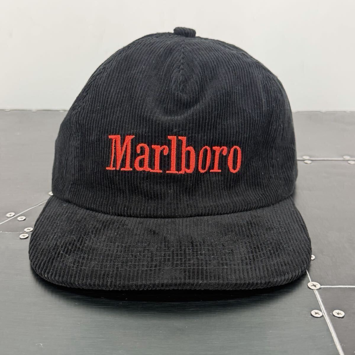 FBT1b コーデュロイ キャップ Marlboro マルボロ マールボロ 90s ヴィンテージ ビンテージ 帽子 刺繍ロゴ 黒 赤