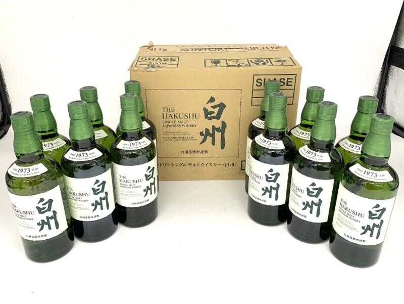 【東京都内限定発送】1000円スタート サントリー ウイスキー12本セット HAKUSHU 白州 シングルモルト 1973 700ml 43% 未開栓 箱付 4E38