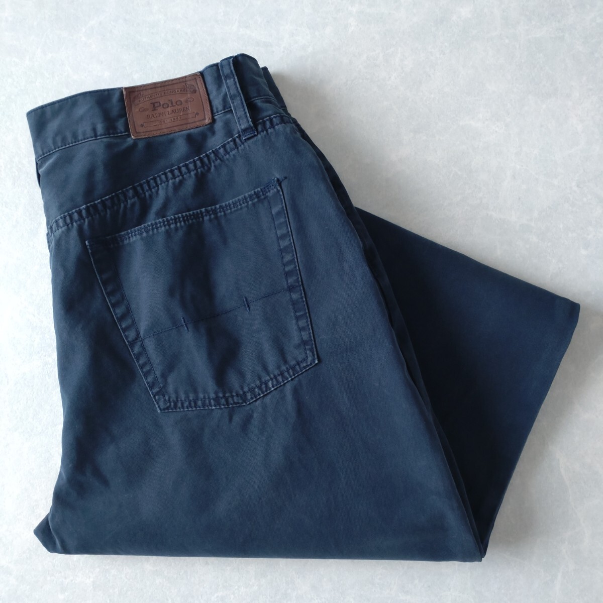 ■古着 POLO RALPH LAUREN ポロラルフローレン コットンパンツ ネイビー 紺 W36L34【L5890】