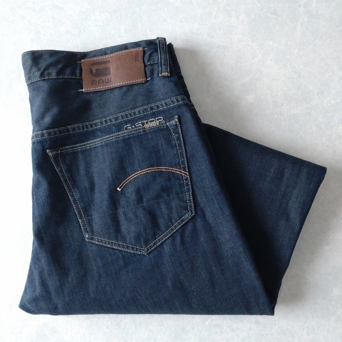 ■古着 G-STAR RAW ジースターロゥ 3301 CLASSIC 濃紺ジーンズ デニムパンツ W34L32【L5968】