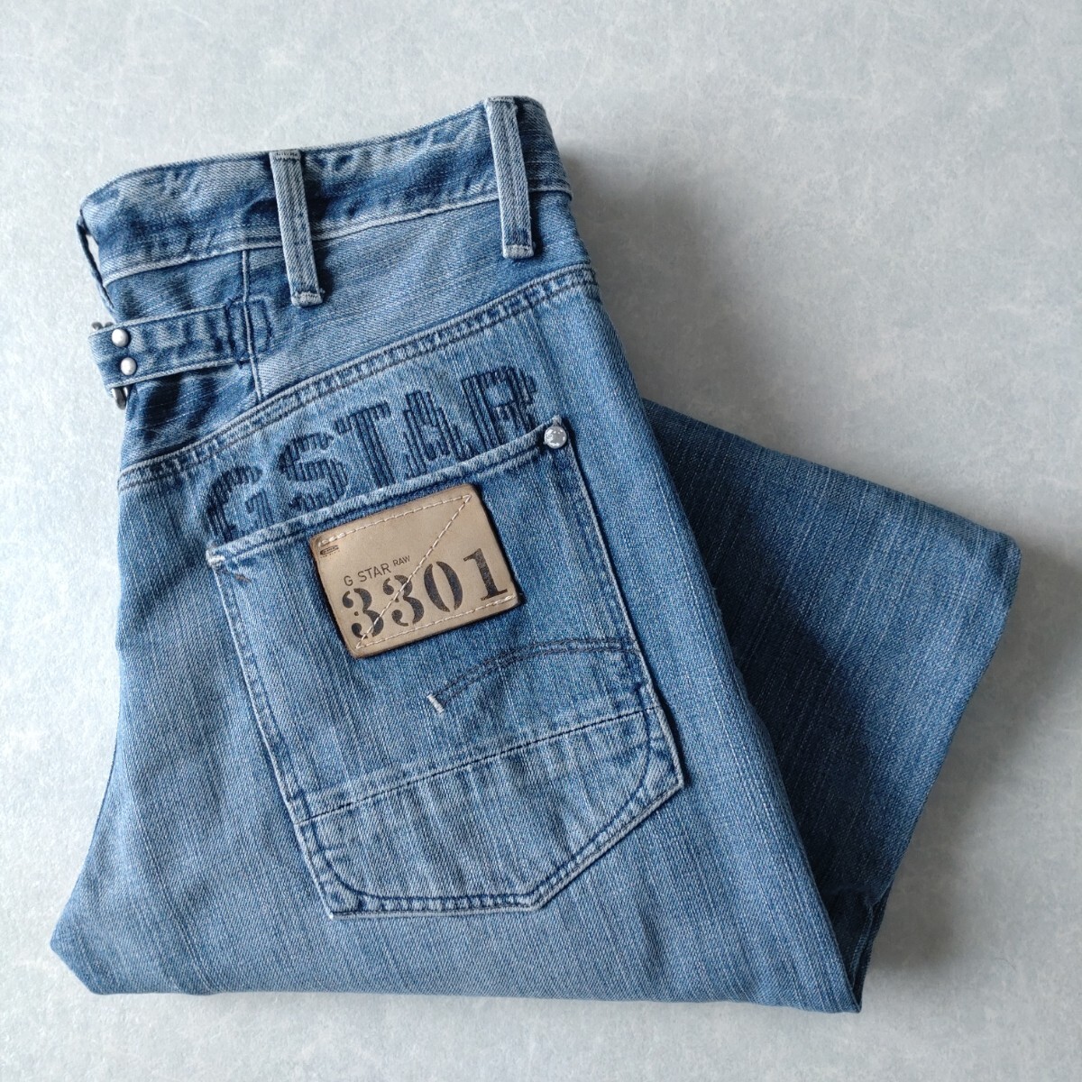 ■古着 G-STAR RAW ジースターロゥ FRONTIER PANT ORIGINAL STRIPE EMBRO ジーンズ デニムパンツ W33L32【L6015】