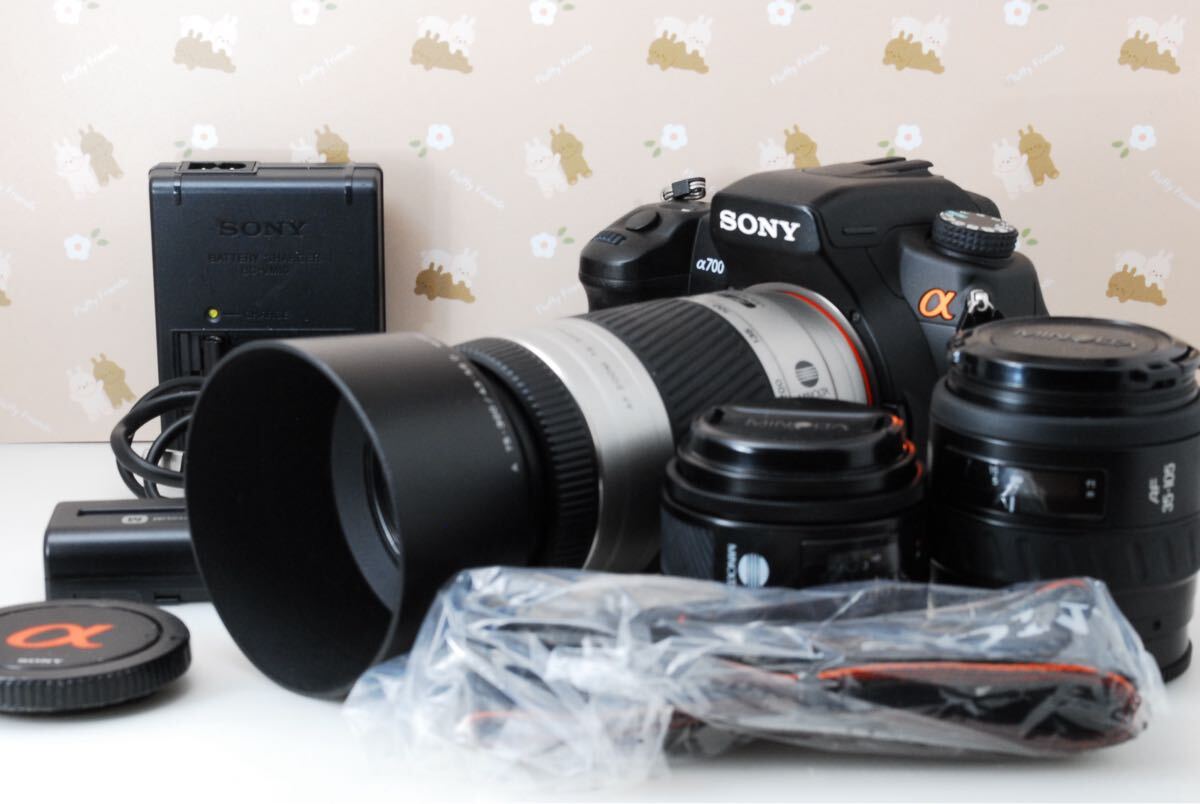 1円〜訳ありジャンク★SONY α700 レンズ3本付き★高性能デジタル一眼レフカメラ
