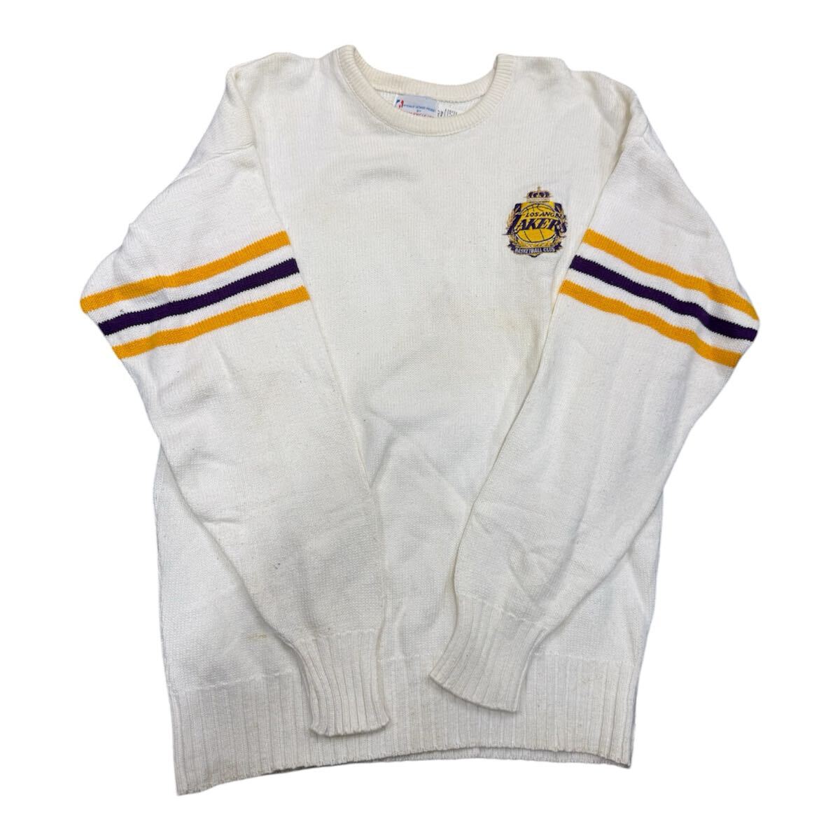 ヴィンテージ ニット セーター クリフエングル レイカーズ 刺繍ロゴ 古着Vintage NBA LA Lakers Knit Sweater Large Cliff Engle USA 