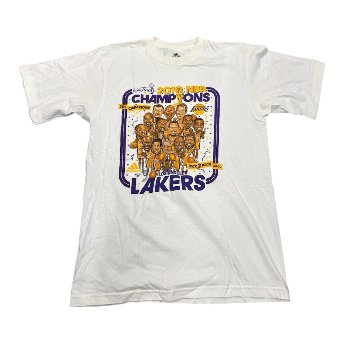 NBA LAKERS 2010 チャンピオン Tシャツ adidas 優勝記念 古着 Lakers Champions Tee USA製 L レイカーズ 古着 ビンテージ 90s LAKERS