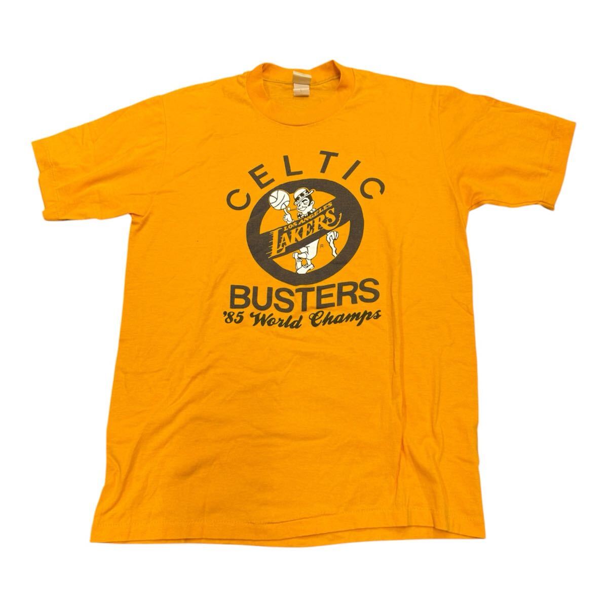 【希少品】ヴィンテージ LAKERS 85年 チャンピオン Tシャツ USA製 古着 NBA Lakers1985 World Champs Tee 80s World Champs Celtic Busters