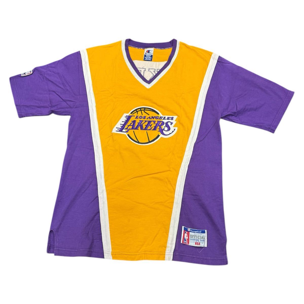 【中古品】ヴィンテージ NBA LAKERS シューティングシャツ Champion USA製 古着 Lakers Shooting Shirt 90s Shooting Shirt Champion USA