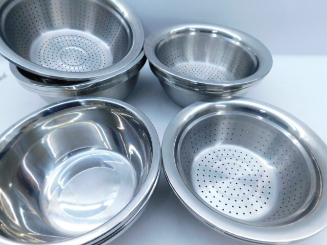 ★小3321 ボウル ザル セット 6組 ステンレス パンチングストレーナー 水切り ざる 調理器具 厨房 12603231