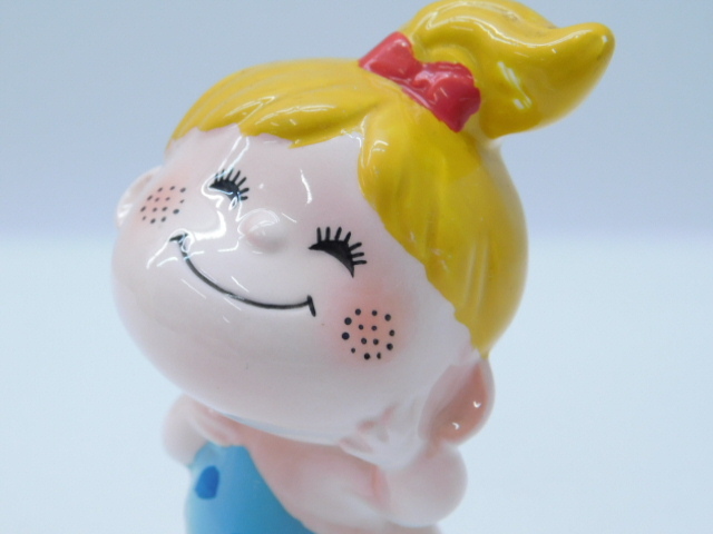 ★人0004 当時物 水森亜土 アドちゃん 陶器 置物 人形 女の子 陶器製 昭和レトロ 92604021