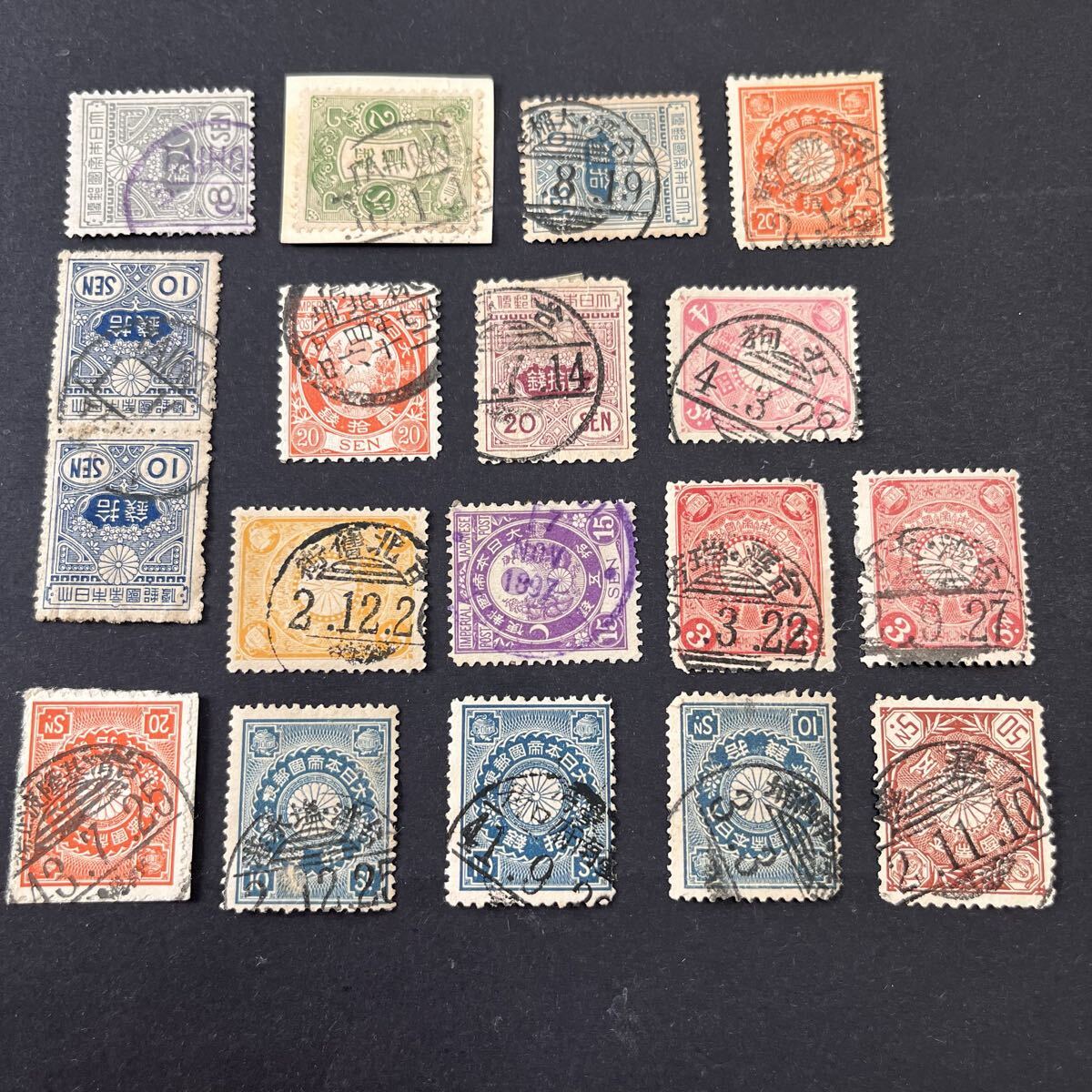 小判〜田沢 台湾消印ロット17点 丸一印欧文印等 1897年 TAMSUI大型欧文含むいろいろ