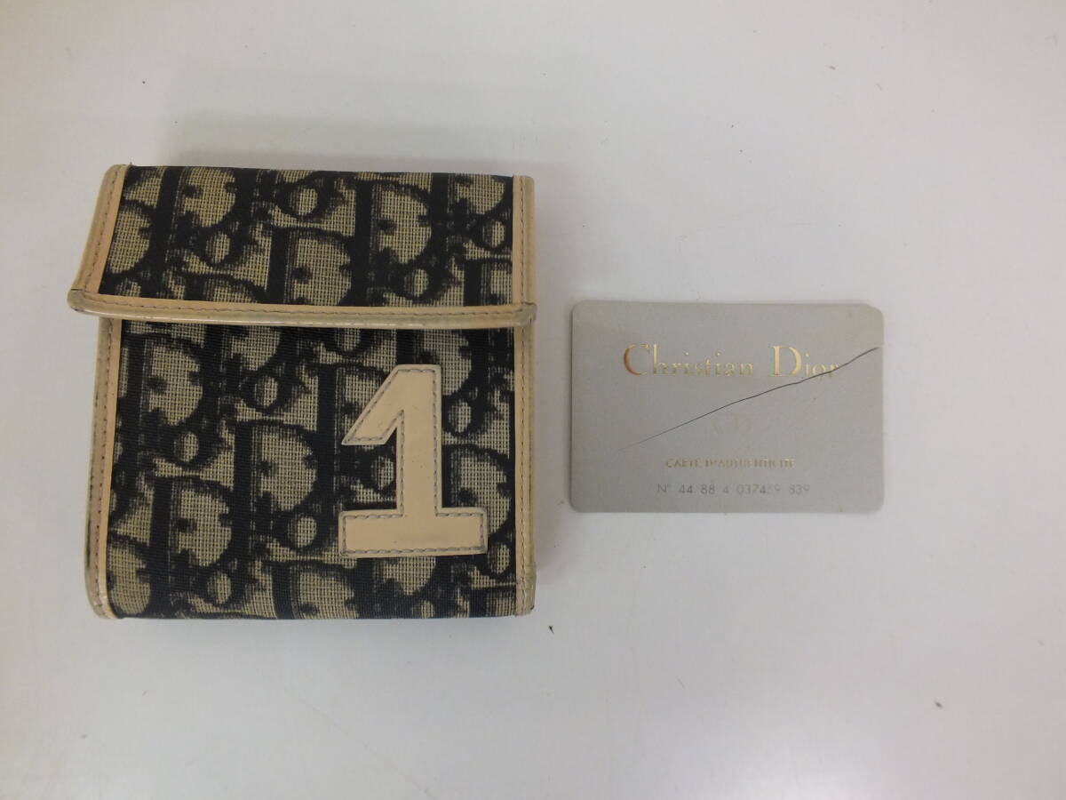 Christian Dior クリスチャン ディオール トロッター柄 No.1 二つ折り 財布 Wホック ウォレット 激安1円スタート