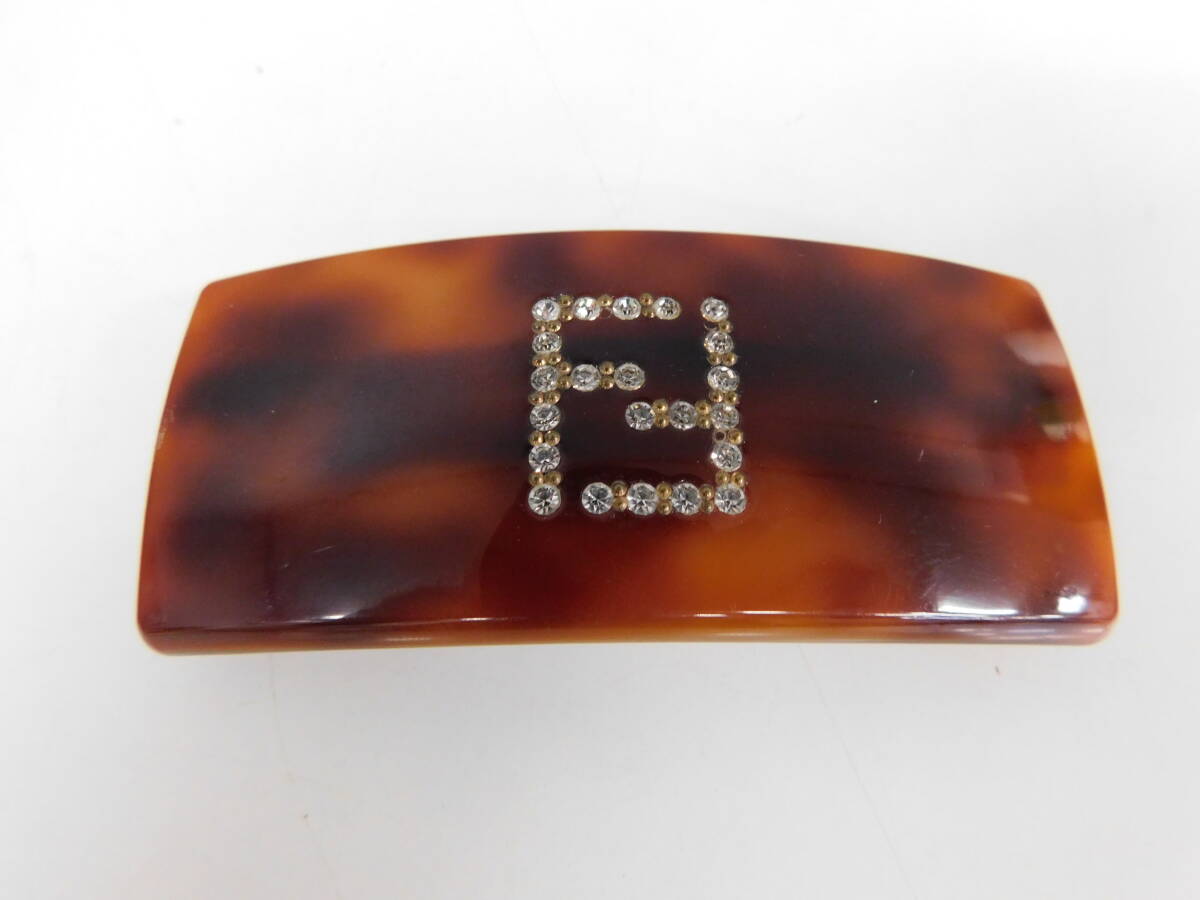 FENDI フェンディ べっ甲調 ヴィンテージ バレッタ ヘアアクセサリー レディース ブラウン系 激安1円スタート 