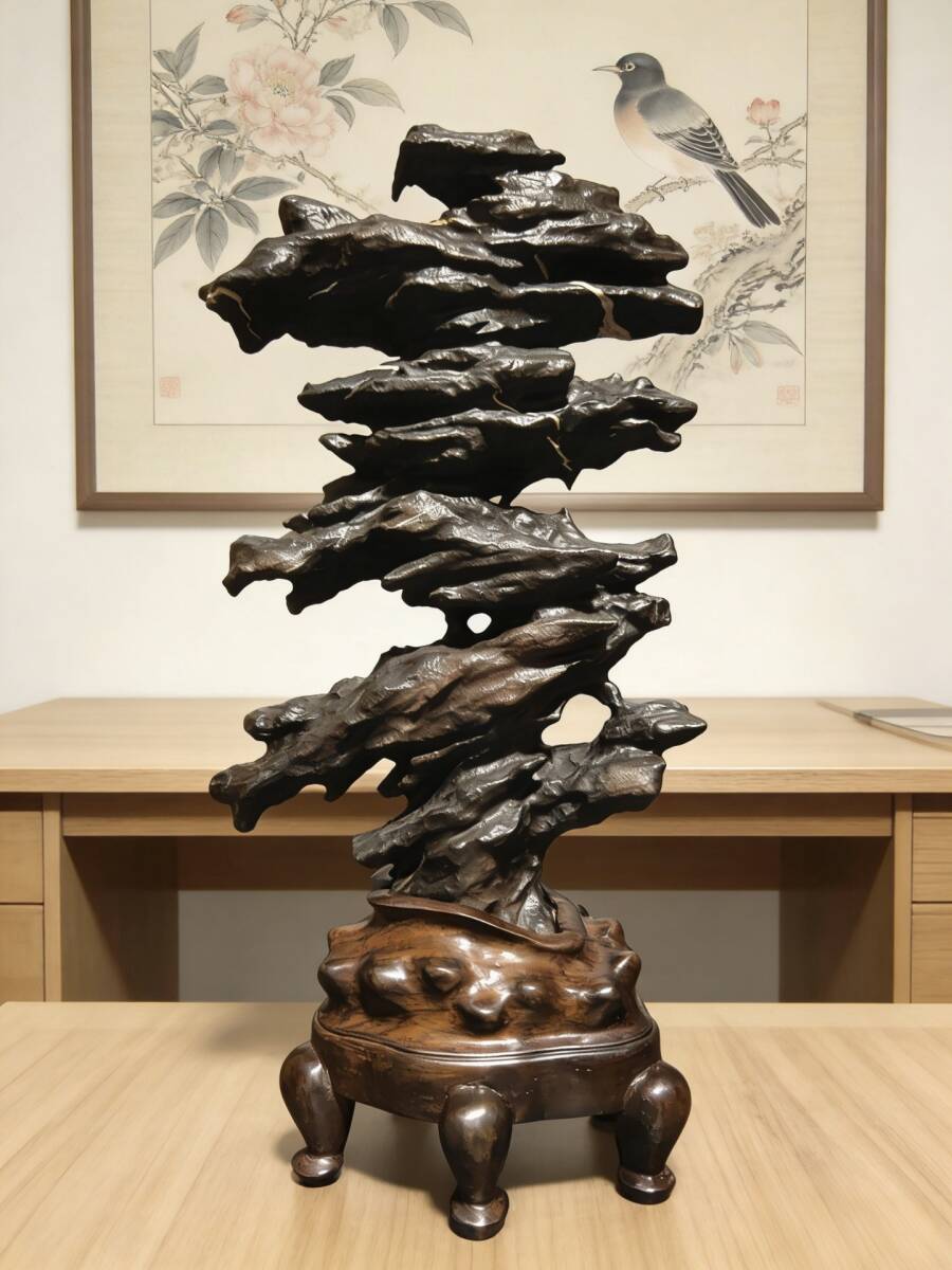 旧蔵 清 霊璧石 極細工 中国古玩 骨董品 古美味 A204
