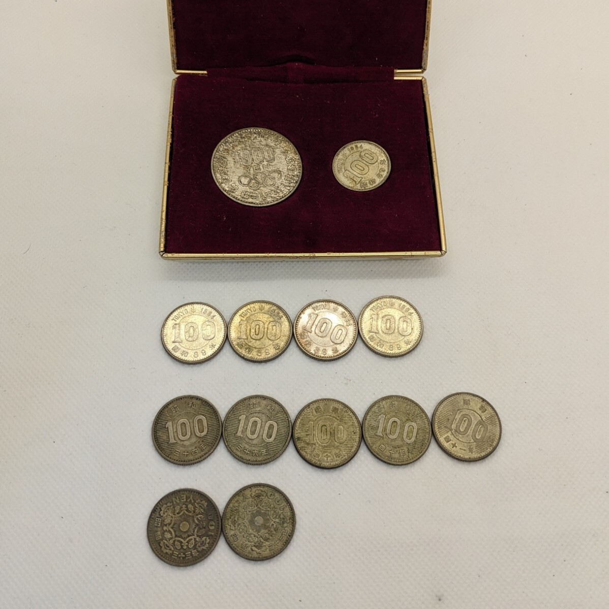 東京オリンピック1000円硬貨 東京オリンピック100円硬貨 稲穂 イナホ 鳳凰 ホウオウ まとめて 13枚 ケースあり 重量約77g【ZJ-10】