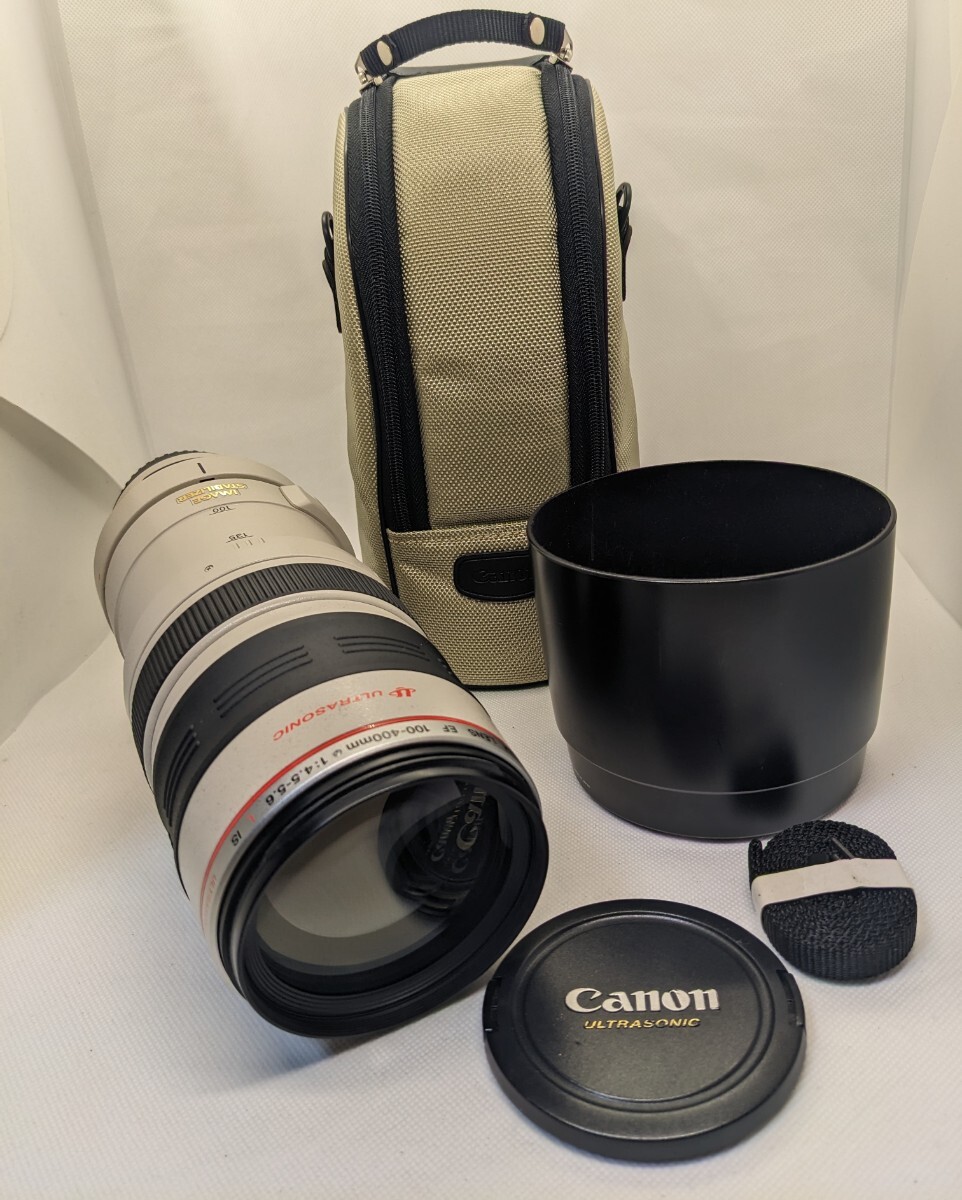 キャノン Canon EF 100−400mm f4.5〜5.6 L IS フード ケース付 動作未確認 ジャンク品 レンズ【CBC-02】