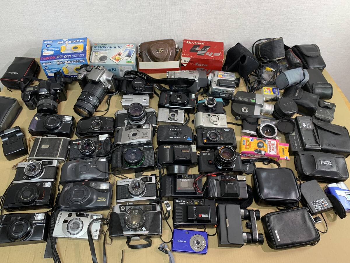 Canon/FUJIFILM/KONICA/OLYMPUS/カメラ レンズ 動作未確認 現状品 まとめて ジャンク セット まとめ (80)