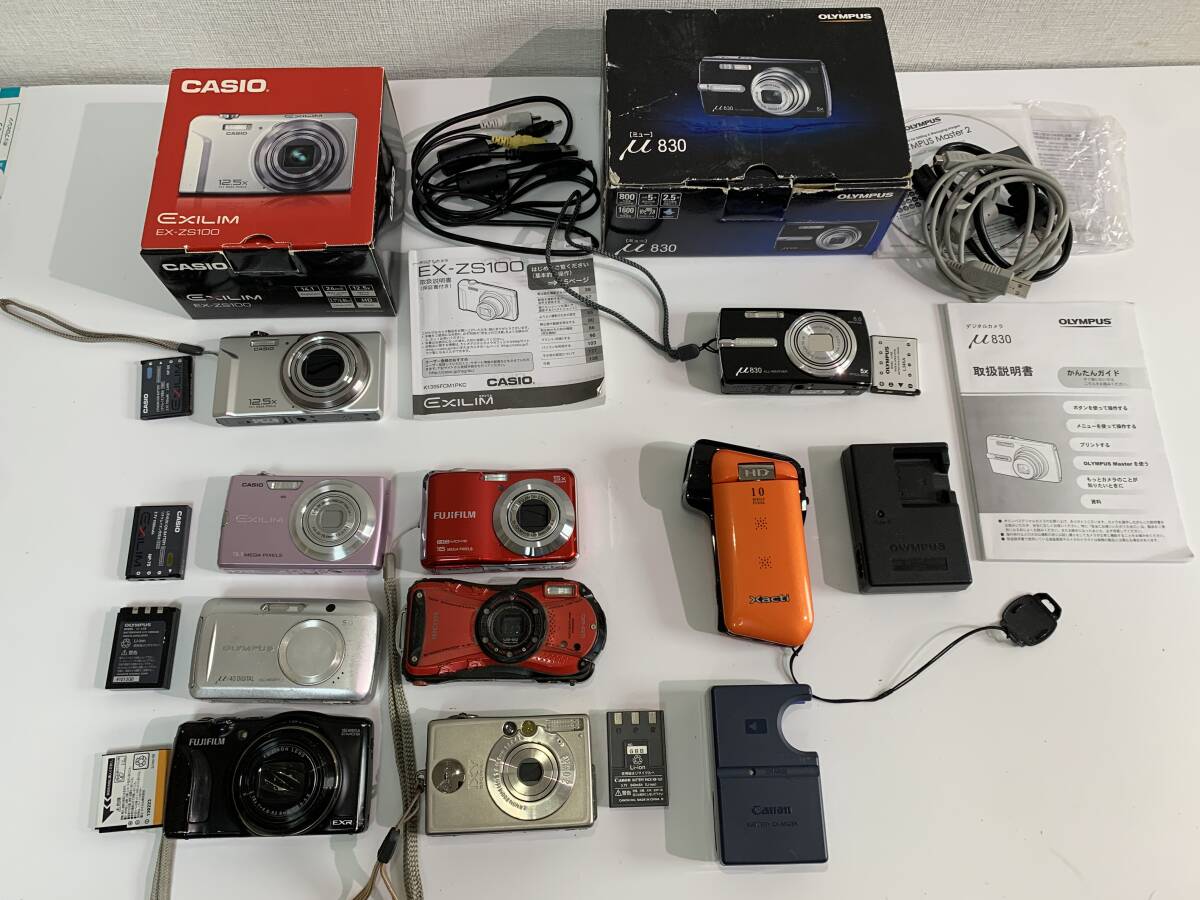 CASIO EX-ZS100/OLYMPUS μ 830/Canon/FUJIFILM/RICOH/コンパクトデジタルカメラ 動作未確認 現状品 まとめて ジャンク セット まとめ (85)