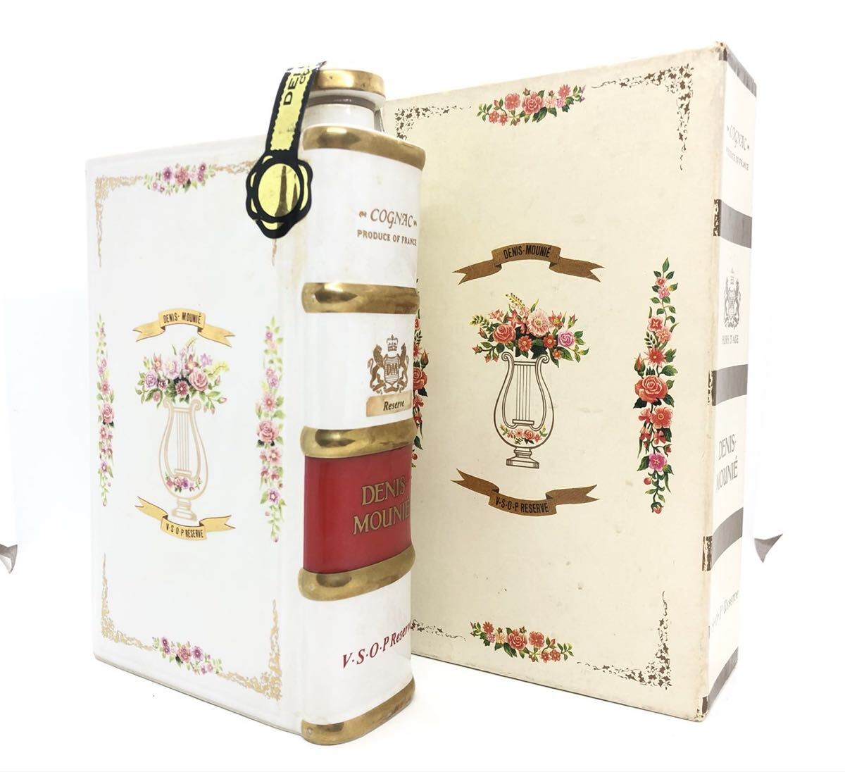三261 未開封　DENIS MOUNIE ドゥニムニエ コニャック ブック ブランデー　V.S.O.P 40% 700ml T8226 総重量13.5kg 陶器　ボトル　(T)