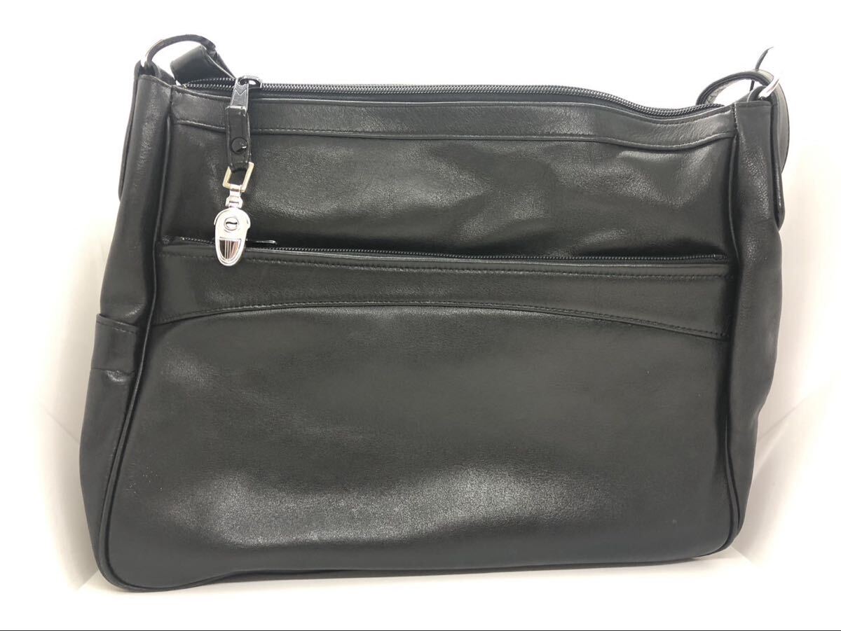 三267 MARUEM マルエム ショルダーバッグ トートバッグ 本革 バッグ レザー ブラック　鍵付き　(T)