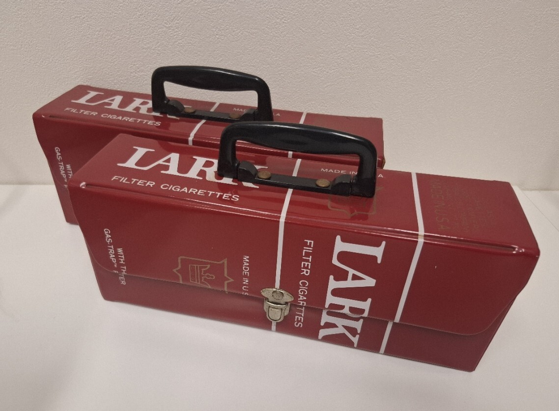 【貴重/2個おまとめ】LARK カセットケース 赤ラーク カセットテープ収納ケース 収納ボックス 昭和レトロ アンティーク ビンテージ