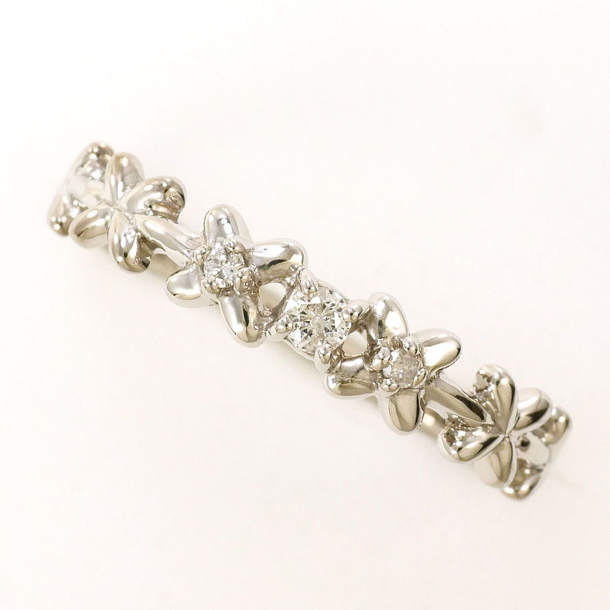 K14WG リング・指輪 7号 ダイヤ 総重量約0.9g ジュエリー 中古 美品 送料無料☆0338