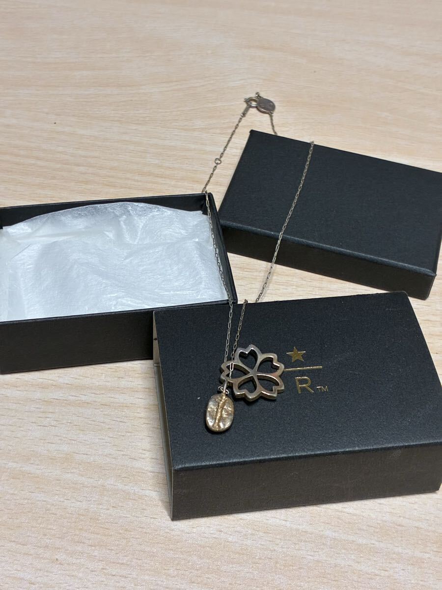 スターバックス　リザーブ　ネックレス　ピンクゴールド　さくら アクセサリー ネックレス　中古　箱付き　スターバックス　コーヒー