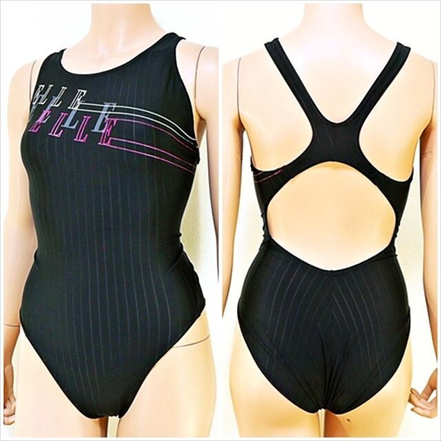 BE7-E46☆//ELLEエル♪競泳水着*ビッグなXLサイズ*ロゴが映えるシンプルさが超クール*Xバック※一番安価な送料はゆうパケットなら250円