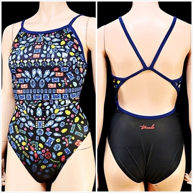 BE7-D92☆//TORNADO/トルネード♪競泳水着*たっぷりの宝石柄でキラキラ見せ*オープンバック※一番安価な送料はゆうパケットなら250円