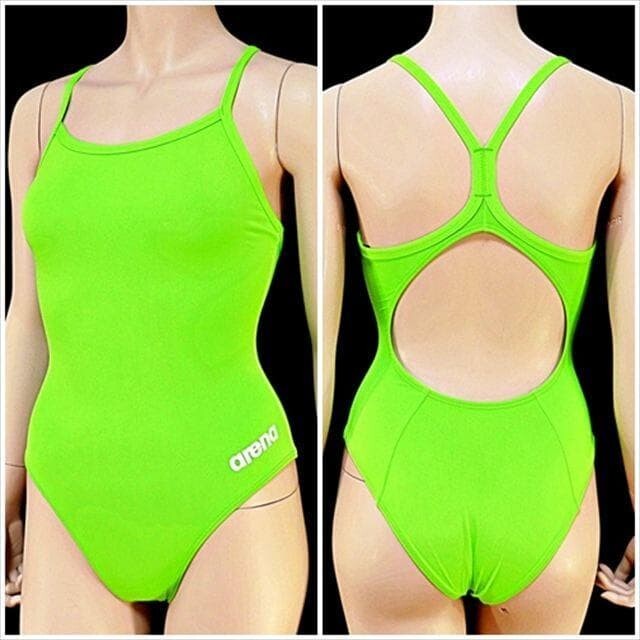 BE7-E53☆arenaアリーナ♪競泳水着*Lサイズ*美しさ目立つグリーンカラー*オープンバック※一番安価な送料はゆうパケットなら250円