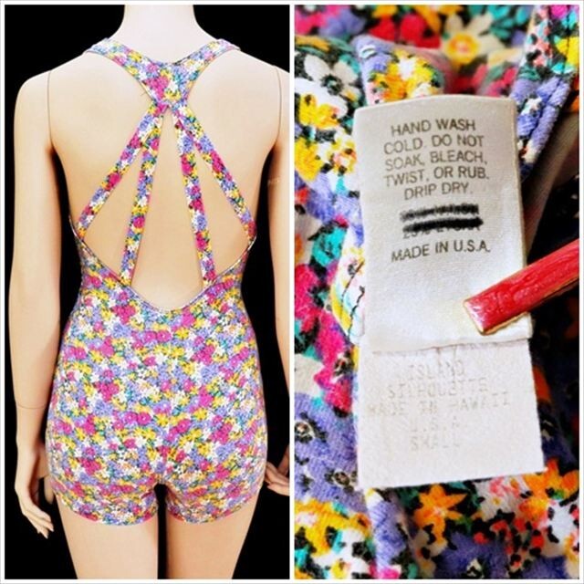 BE7-E61☆//U.S.A製♪総小花のかわいらしさたっぷり☆躍動感*背中シルエットレオタード※一番安価な送料はゆうパケットなら250円