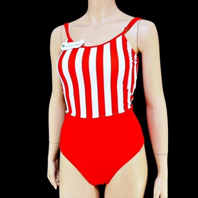 BX4-604//新品未使用☆Lサイズ☆ポップなレッドストライプ☆心地いいなめらかタッチ☆スイムウェア※一番安価な送料ゆうパケット250円