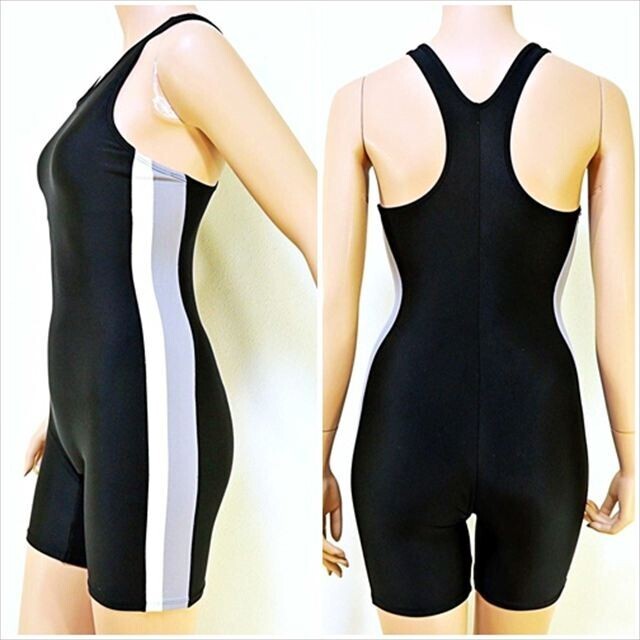 BE7-E27☆//小松ニット/日本製♪白グレーのサイドで彩るモノトーンカラー*スイムウェア※一番安価な送料はゆうパケットなら250円