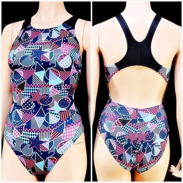 BE7-G33☆//PROTECH♪競泳水着*新品同様*派手系グラフィックが可愛らしい♪オープンバック※一番安価な送料はゆうパケットなら250円