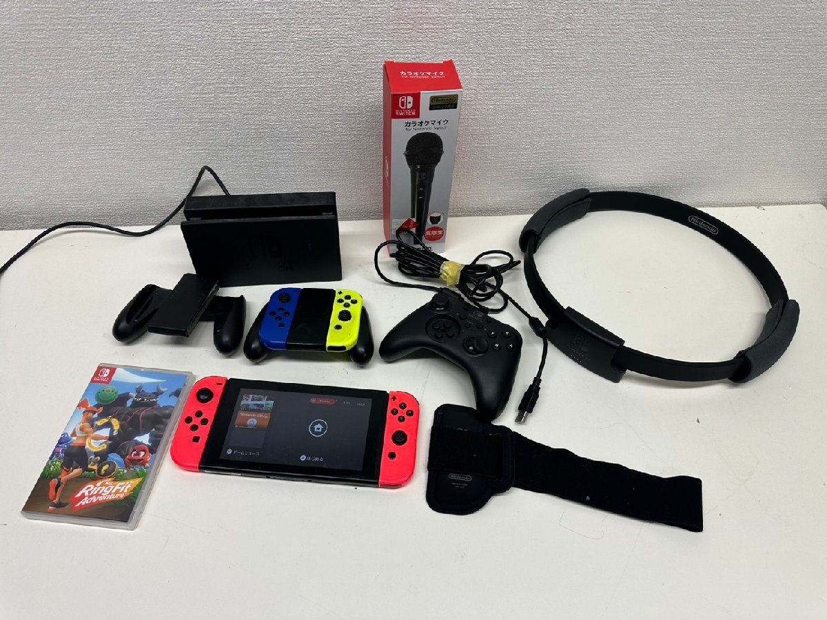 U055-N46-565 任天堂 ニンテンドー Nintendo Switch本体　スイッチ本体　HAC-001 付属品あり / リングフィット Ring Fit 現状品①大阪