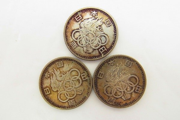 B046-N44-1150◎ オリンピック 100円 銀貨 硬貨 3枚セット 現状品③ 渋谷 ◎